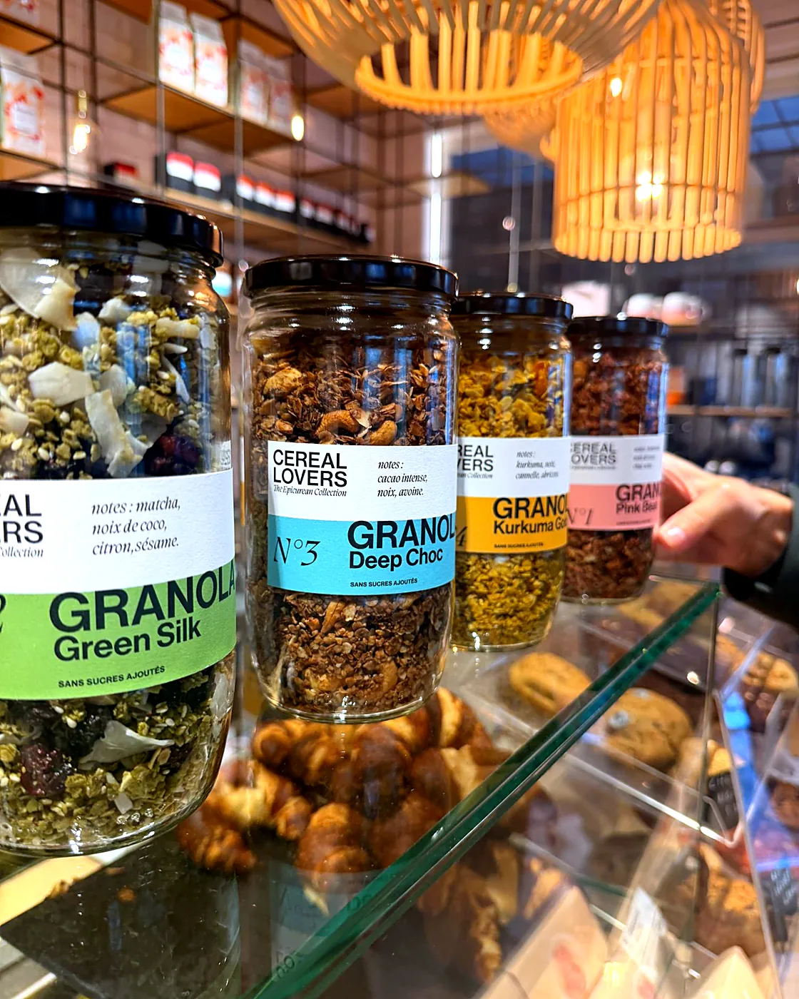 N°2 Green Silk granola jar in front of the others